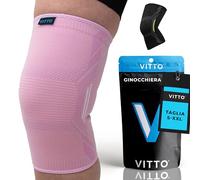 VITTO Ginocchiera Ortopedica - Tutore Ginocchio Legamenti Menisco - Ginocchiere Sportiva per Sollevamento Pesi e Corsa per Uomo e Donne (Rosa, S)