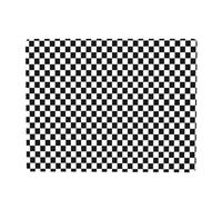 Vittoria classica a scacchi geometrici in bianco e nero., Tappetino in gomma per coperchio superiore del microonde, 46 x 36 cm, resistente al calore, protezione per piano cucina.