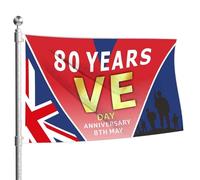 Vittoria di 80 anni in Europa, VE Day 80th Bandiera commemorativa - Strumento di decorazione di colori vivaci per varie parti, riunioni, celebrazioni e altre occasioni 2025 Victory Day 80th Ann