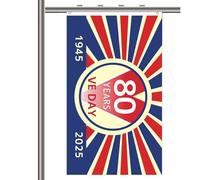 Vittoria di 80 anni in Europa, VE Day 80th Flag | VE GIORNO 80° bandiera commemorativa,Doudin bordi cuciti Decorazione di sfondo per vari raduni celebrazioni, feste