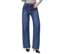 vittorio y Jeans Donna Larghi Vita Alta - Jeans Baggy Donna in Denim Elasticizzato, Modello Comfort con Taglio Alto e Gamba Larga, Tasca Laterale (IT, Testo, S, Regular, Regular, Denim)