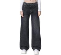 vittorio y Jeans Donna Vita Alta Larghi Baggy Wide Leg Fit Jeans (IT, Testo, M, Regular, Regular, Grigio Scuro)