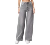 vittorio y Jeans Donna Vita Alta Larghi Baggy Wide Leg Fit Jeans (IT, Testo, S, Regular, Regular, Grigio)