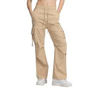 Vittorio y Pantaloni Cargo Donna Vita Alta Tasche Pantaloni Larghi Donna Streetwear Casual (IT, Testo, S/M, Beige)