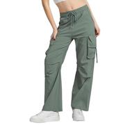 Vittorio y Pantaloni Cargo Donna Vita Alta Tasche Pantaloni Larghi Donna Streetwear Casual (IT, Testo, S/M, Verde)