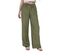 vittorio y Pantaloni Donna Estivi Larghi Vita Alta Pantaloni Tuta Donna Eleganti (IT, Testo, Taglia Unica, Regular, Regular, XL/XXL, Verde)