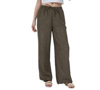 vittorio y Pantaloni Donna Estivi Larghi Vita Alta Pantaloni Tuta Donna Eleganti (IT, Testo, Taglia Unica, Regular, Regular, XL/XXL, caffè)