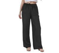 vittorio y Pantaloni Donna Estivi Larghi Vita Alta Pantaloni Tuta Donna Eleganti (IT, Testo, Taglia Unica, Regular, Regular, M/L, Nero)