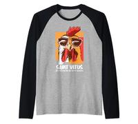 Vitus Catholic Saint Snooze Divertente Cool Gallo Maglia con Maniche Raglan