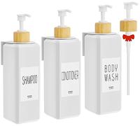 VITVITI Dispenser Sapone Bagno, Dispenser Sapone in plastica da 500 ml, 3 Pezzi Dosatore Sapone Bagno Mani Cucina con Etichetta per Bagno Doccia Cucina Shampoo e Bagnoschiuma (Bianco)