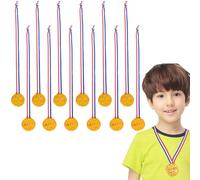 VIUWIZE Confezione da 12 medaglie per Bambini, medaglie d'oro in plastica con Cordino, medaglie dei Vincitori, medaglie da Competizione per Bambini, Ideali per Feste, giornate Sportive Scolastiche