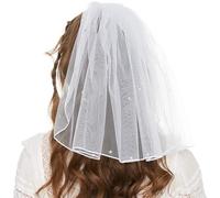 VIUWIZE Velo da sposa 1 pezzo con pettine, velo da sposa, velo bianco perla, velo da sposa a strato singolo, adatto per feste in maschera, matrimoni, feste, banchetti