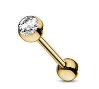 viva-adorno Barbell Z309 - Piercing per lingua, in acciaio chirurgico 316L, rivestito con zirconi, Acciaio inossidabile