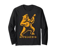 Viva Appalachia Black Bear Banjo Player Retro Maglia a Manica