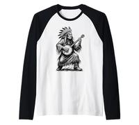Viva Appalachia Native American Banjo Player Retro Maglia con Maniche Raglan