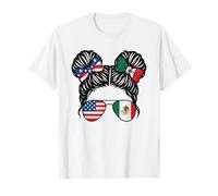 Viva Bandiera Messico Emblema Orgoglio Messy Bun Messicano Cultura Maglietta