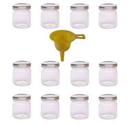 Viva Haushaltswaren - 12 Mini vasetti da marmellata, con Coperchio a Vite Argentato, capacità 53 ml, con Mini Imbuto