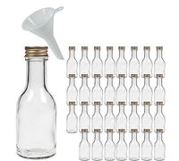 Viva Haushaltswaren - 32 Bottiglie Piccole in Vetro con Tappo a Vite da riempire autonomamente, capacità 100 ml, Imbuto Bianco con Diametro da 5 cm Incluso