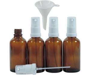 Viva Haushaltswaren 4 Apotheker-Sprühflaschen 50ml, Zerstäuberflaschen in Braunglas INKL. Trichter Bottiglia di Vetro, Marrone, 50 ml, 4 unità