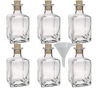 Viva Haushaltswaren - Bottiglie in Vetro Piccole, 6 Pezzi, capacità: 200 ml, con Tappo in Sughero e Imbuto Ø 7 cm