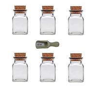 Viva Haushaltswaren G2050150/6S/X - Vasetti in Vetro, 6 Pezzi capacità: 150 ml, con Tappo in Sughero, per spezie, Sale, regalini, ECC, Paletta in Legno Inclusa
