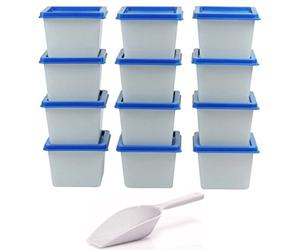 Viva-Haushaltswaren Gabriele Hesse e.K. mikken-12 Piccoli, Made in Germany, Senza BPA, con Paletta Contenitori per congelatore, 100 ml, Bianco e Blu, 6,5 cm