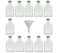 Viva Haushaltswaren - Set di 12 bottiglie in vetro, 100 ml da liquore, a imbuto