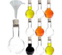 Viva Haushaltswaren Tulipano - 10 bottigliette in Vetro con Tappo in Sughero, 100 ml, Idea Regalo per Gli Ospiti, con Imbuto del Diametro di 5 cm