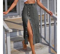 Viva La Moda #Primavera/Estate Gonna di jeans casual versatile, elegante e casual, adatta per uscite serali, vacanze, casa, uso quotidiano, viaggi, outfit per l'aeroporto L,M,S,XSLettereDenim