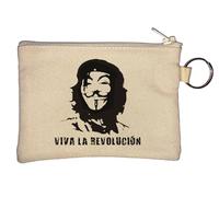 Viva La Revolucion Guy Anonymous Mask Graphic Portachiavi Portamonete Beige