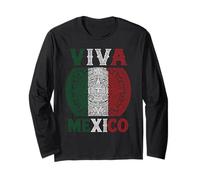 Viva Mexico Aztec Calendario Mexicano Chicano Azteca Marrone Maglia a Manica