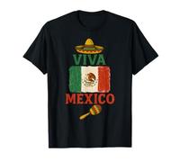 Viva Mexico Colorato Sombrero Vivace Maraca Maglietta