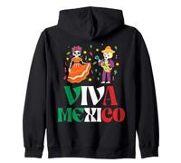Viva Mexico Dancing Skeleton Partito Indipendenza Messicana Felpa con Cappuccio