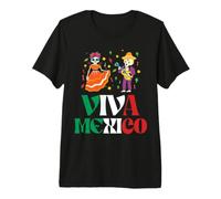 Viva Mexico Dancing Skeleton Partito Indipendenza Messicana Maglietta Premium