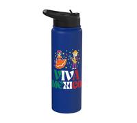 Viva Mexico Dancing Skeleton Partito Indipendenza Messicana Stainless Steel Insulated Water Bottle