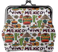 Viva Mexico - Portamonete da donna in pelle, piccolo portamonete con chiusura a lucchetto a forma di bacio, idea regalo per ragazza, Come nella foto, Taglia unica, Organizer per borse