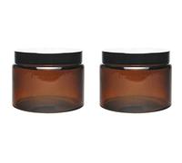 Viva per la casa # 39533# 2 Contenitori di Vetro 500 ML/Unguento Tiegel/Crema Contenitori/barattoli di Vetro Bicchiere in Vetro Marrone con iscrizione tiketten, Marrone, 11 x 11 x 8.5 cm