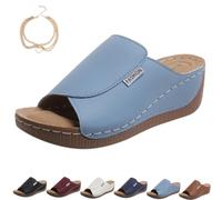 Viva Step - Sandali da donna ergonomici e antiscivolo per alleviare il dolore, ortopedici comfort, Azzurro, 37 EU