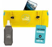Viva Terma Cintura da corsa + Soft Flask 500 ml, Marsupio da corsa, donna, cintura da corsa, uomo, per corsa, trail running e trekking, giallo, S/M, Cintura da corsa con tasche per riporre oggetti