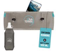 Viva Terma Cintura da corsa + Soft Flask 500 ml, Marsupio da corsa, donna, cintura da corsa, uomo, per corsa, trail running e trekking, grigio, L/XL, Cintura da corsa con tasche per riporre oggetti