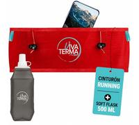 Viva Terma Cinturon Running + Soft Flask 500 ml, marsupio da corsa da donna, cintura da corsa, trail running ed escursionismo, rosso, S/M, Cintura da corsa con tasche per riporre oggetti personali +