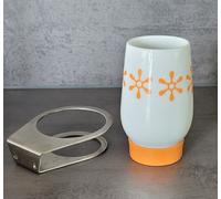 VIVA TREND Porcellana Bianco-Arancio Porta Spazzolino Con Supporto per Paret Set