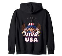 Viva USA - Spirito Festivo del Giorno dell'Indipendenza Felpa con Cappuccio