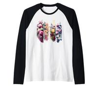 Vivace Acquerello Floreale Bloom Bouquet Art Maglia con Maniche Raglan