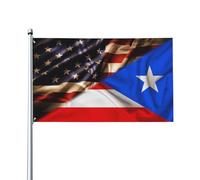 Vivace Bandiera da giardino Vintage Flag Of Porto Rico And America Stagionale Bandiera in poliestere 3x5 Ft per Spazi interni,Decorazioni percortile