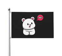 Vivace Bandiera doppia faccia Cute Bear Hungry Imaginary Fish Flag Divertente Bandiera resistente alle intemperie 3x5 Ft per Decorazioni per giardino,Decorazioni perpatio
