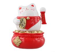 Vivace decorazione a energia solare a forma di gatto della fortuna per l'energia positiva nel tuo spazio (bianco)