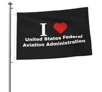 Vivace Decorazione esterna I love United States Federal Aviation Adstration Flag Resistente alle intemperie Bandiera in poliestere 3x5 Ft per Decorazioni per giardino,camere da letto