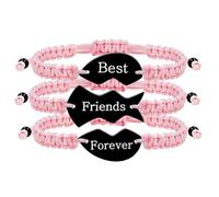 Vivaday 3 Braccialetti Amicizia per Sorelle - Braccialetti Intrecciati Rosa Regolabili con Charm Cuore Puzzle per Sorella Madre Moglie Regali per la Festa della Mamma Laurea