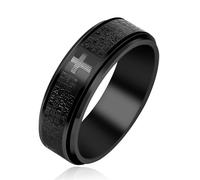 Vivaday Anello Cristiano con Versetti Biblici per Uomo - Acciaio titanio nero con incisione del Padre Nostro, gioiello ipoallergenico per migliore amico o fratello, misura 7